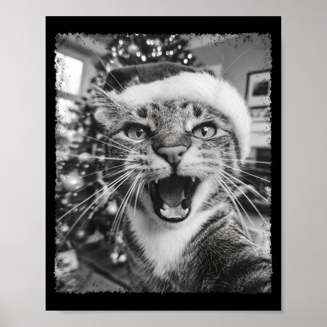 Póster Funny Christmas Cat Selfie  (Frente)