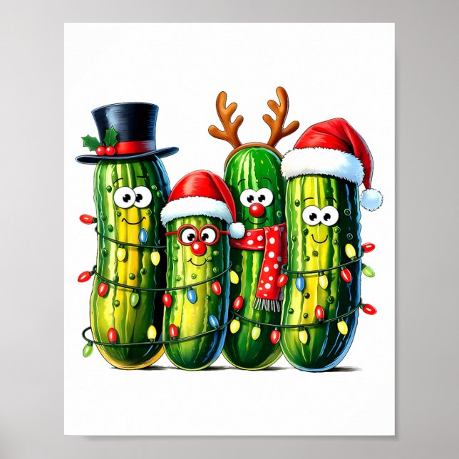 Póster Funny Christmas Ckles Santa Claus Hat Xmas Lights  (Frente)