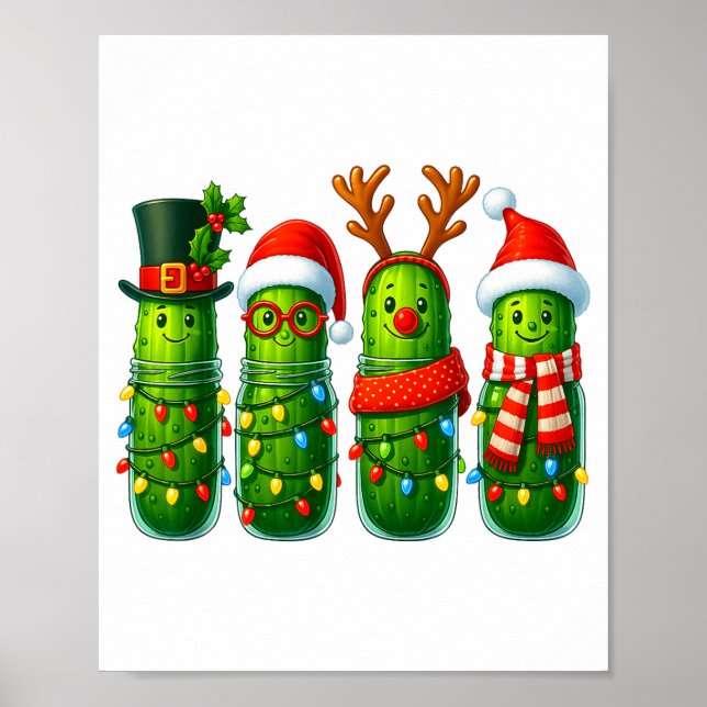 Póster Funny Christmas Ckles With Santa Hats And Lights  (Frente)