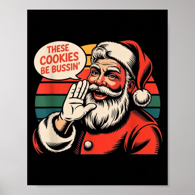 Póster Funny Christmas Cookies Meme Brainrot Santa Claus  (Frente)