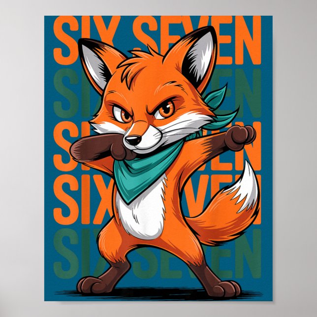 Póster Funny Christmas Cool Fox Dabbing Xmas Dab Six Seve (Frente)