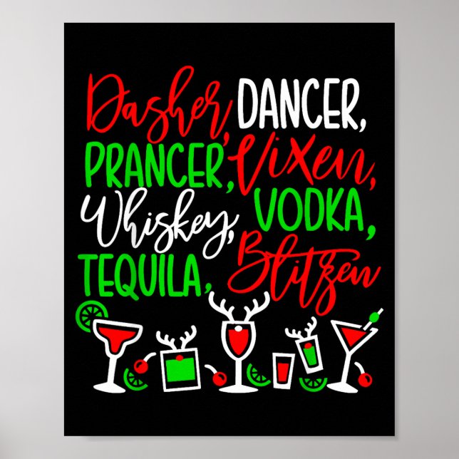 Póster Funny Christmas Dasher Dancer Prancer Vixen Whiske (Frente)