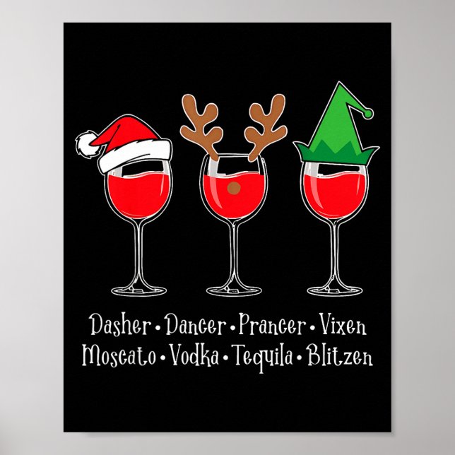 Póster Funny Christmas Dasher Dancer Prancer Vixen Whiske (Frente)
