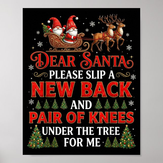 Póster Funny Christmas Dear Santa Please Slip A New Back  (Frente)