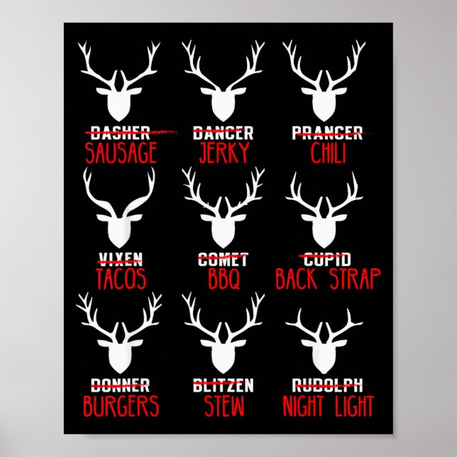 Póster Funny Christmas Deer Hunters All Of Santa's Reinde (Frente)
