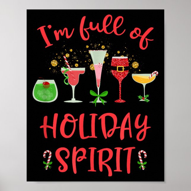 Póster Funny Christmas Drinking I'm Full Of Holiday Srit  (Frente)