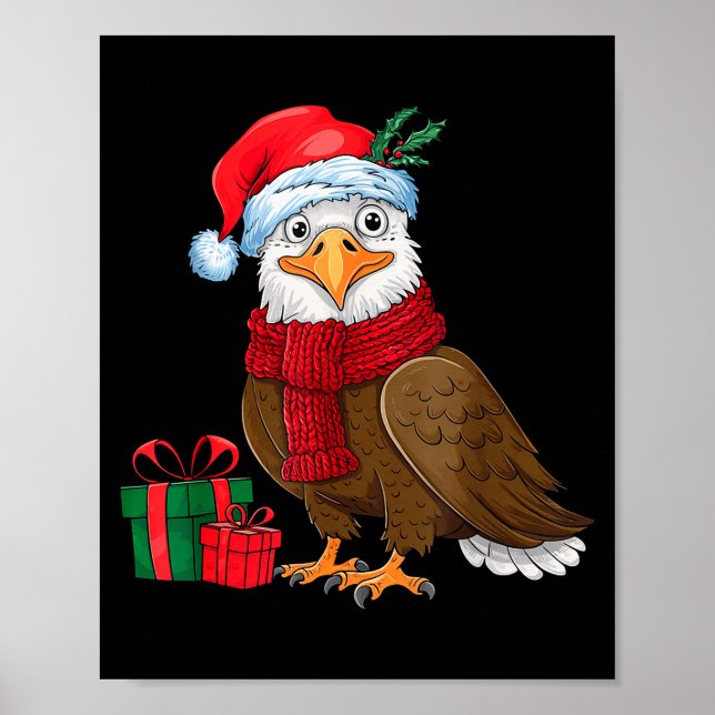 Póster Funny Christmas Eagle Patriotic Bald Eagle With Sa (Frente)