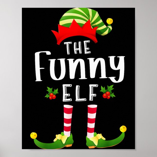 Póster Funny Christmas Elf Matching Pajama X-mas Party  (Frente)
