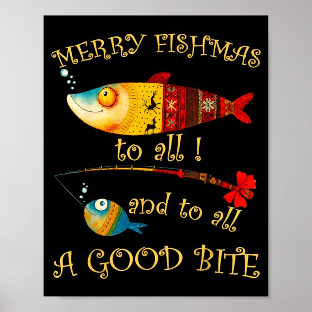 Póster Funny Christmas Fisherman's Merry Fishmas To All F (Frente)