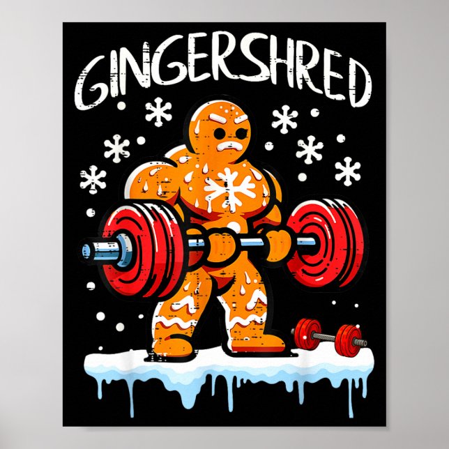 Póster Funny Christmas Gingerbread Gingershred Gym Bodybu (Frente)