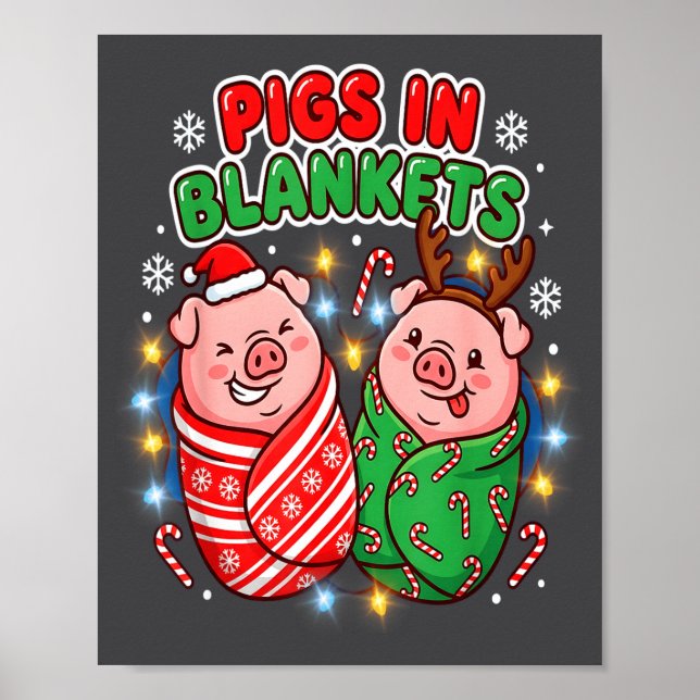Póster Funny Christmas Gs In Blankets Festive Food Pun  (Frente)