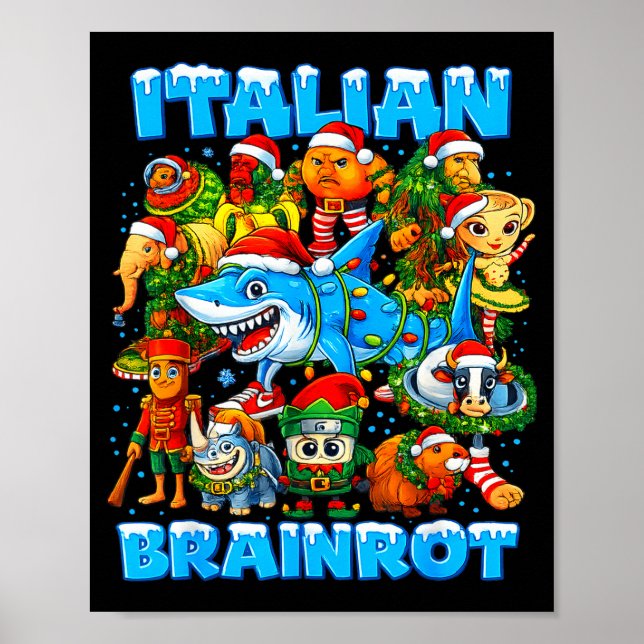 Póster Funny Christmas Italian Brain Rot Italian Brainrot (Frente)