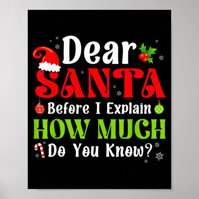 Póster Funny Christmas Kids Boys Girls Dear Santa I Can E (Frente)