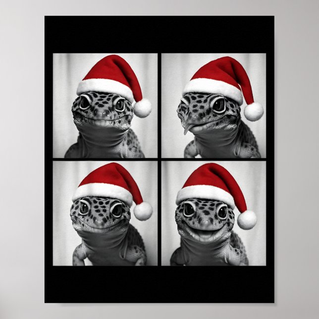 Póster Funny Christmas Leopard Gecko Santa Photo Booth  (Frente)