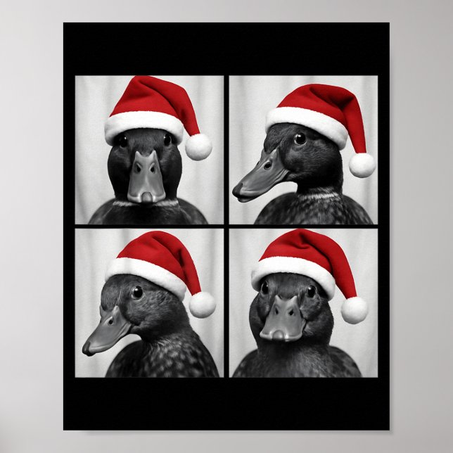 Póster Funny Christmas Mallard Duck Santa Photo Booth  (Frente)