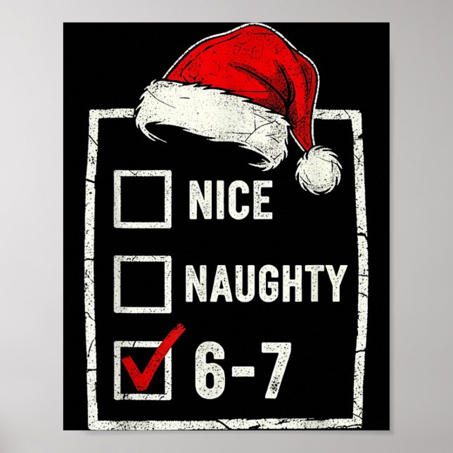 Póster Funny Christmas Naughty Nice 6-7 List Santa Claus  (Frente)
