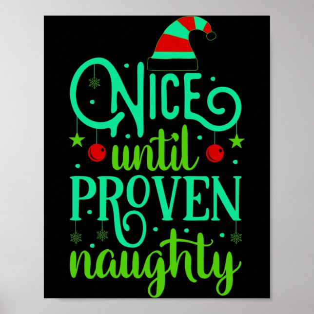 Póster Funny Christmas Nice Until Proven Naughty  (Frente)