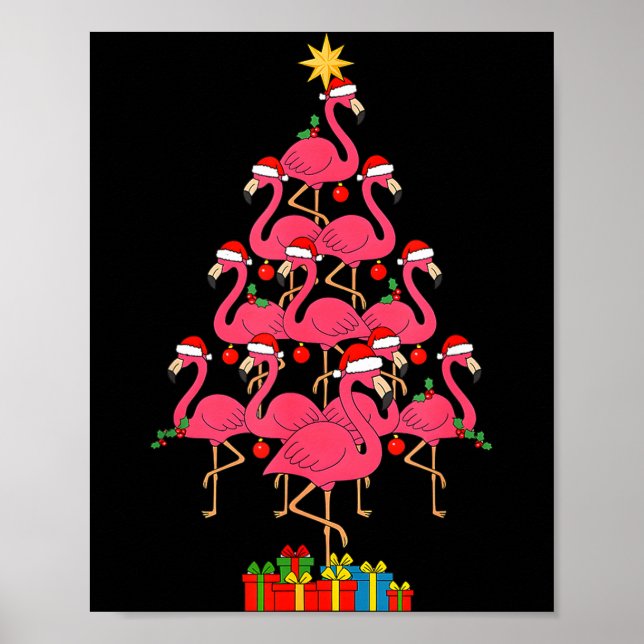 Póster Funny Christmas Nk Flamingo Tree Holiday Bird Love (Frente)