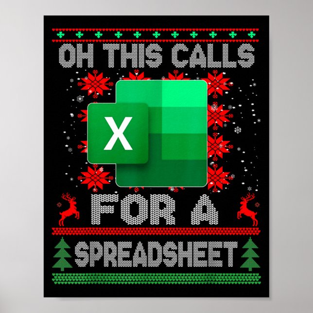 Póster Funny Christmas Oh This Calls For A Spreadsheet Sa (Frente)