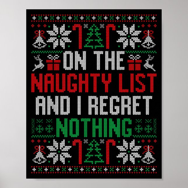 Póster Funny Christmas On The Naughty List Ugly Christmas (Frente)