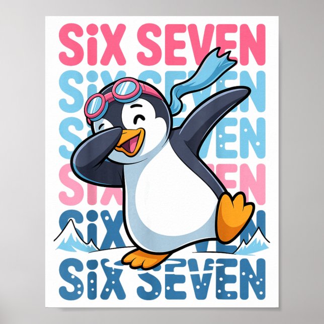 Póster Funny Christmas Penguin Dabbing Xmas Dab Six Seven (Frente)