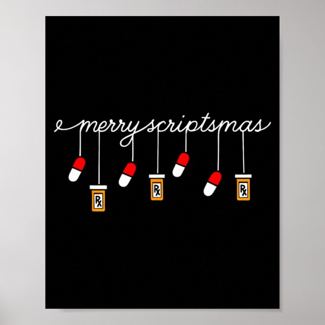 Póster Funny Christmas Pharmacy Phrase Merry Scriptsmas C (Frente)