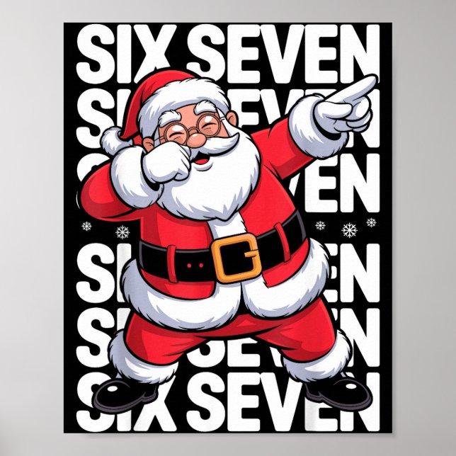 Póster Funny Christmas Santa Dabbing Xmas Dab Six Seven 6 (Frente)