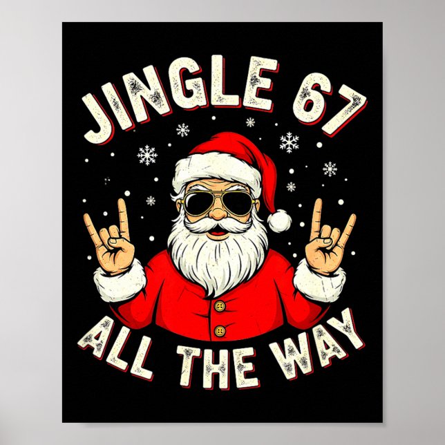 Póster Funny Christmas Six Seven Santa Rock N' Roll Hands (Frente)