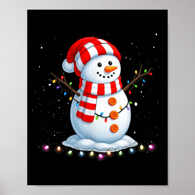 Póster Funny Christmas Snowman Tee Cute Santa Men Women K (Frente)