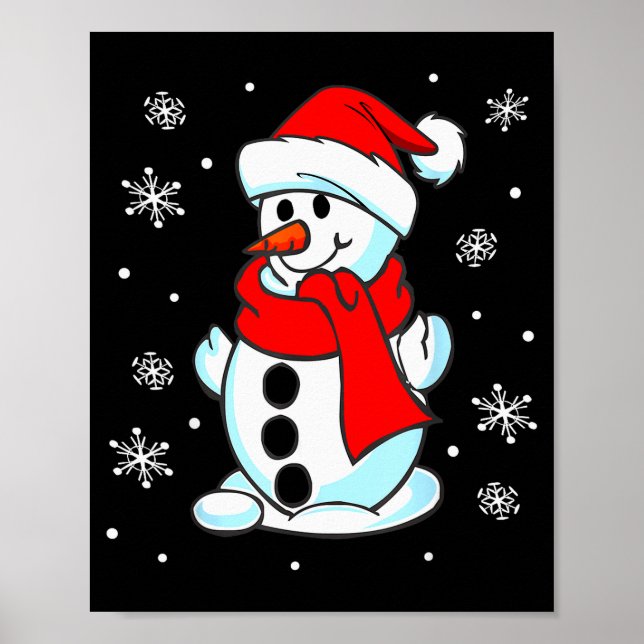 Póster Funny Christmas Snowman Tee Cute Santa Men Women K (Frente)