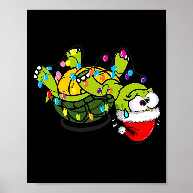 Póster Funny Christmas Turtle It's Fine I'm Fine Everythi (Frente)