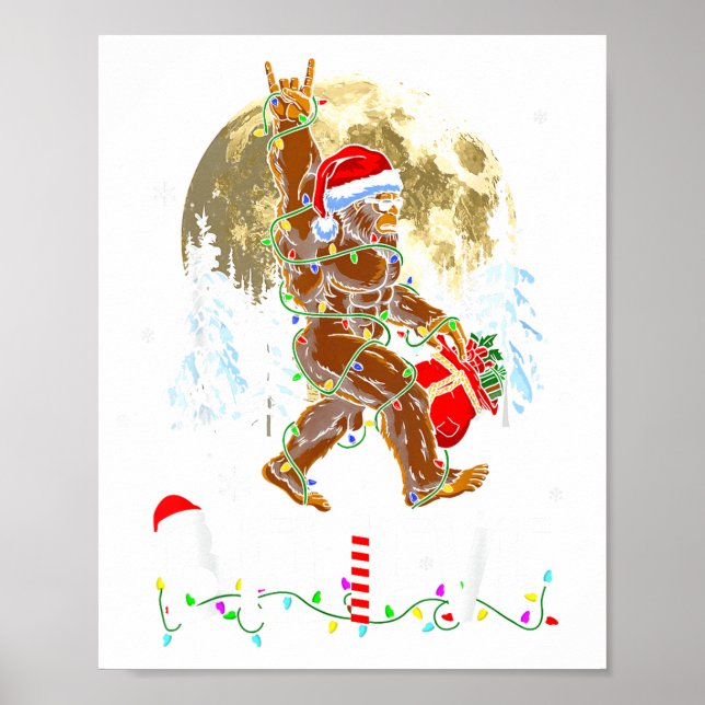 Póster Funny Christmas Xmas Bigfoot Believe Sasquatch In  (Frente)