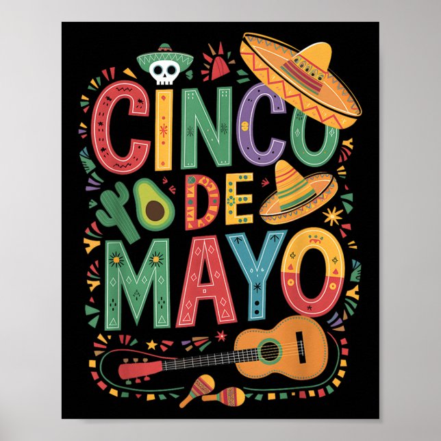 Póster Funny Cinco De Mayo Fiesta Fiesta Mexicano 5 De Ma (Frente)