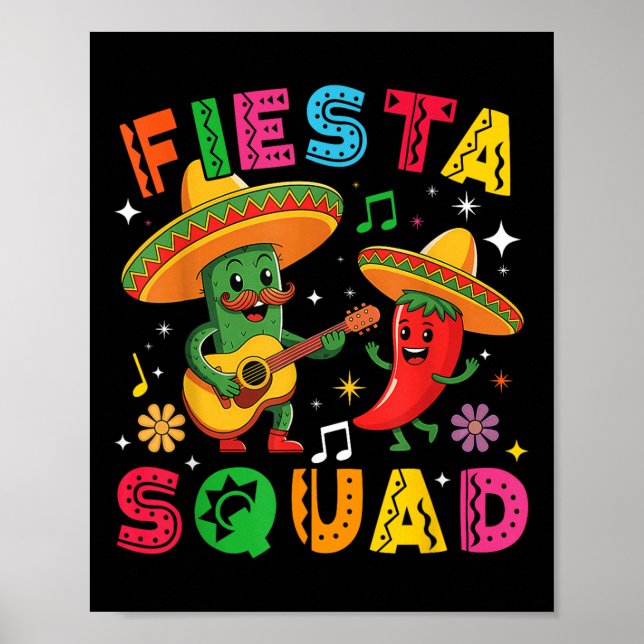 Póster Funny Cinco De Mayo Fiesta Squad Mexicano (Frente)