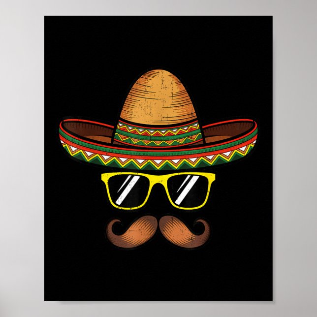 Póster Funny Cinco De Mayo Funny Gorra Sombrero Con Sol (Frente)