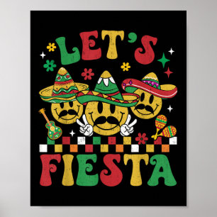 Póster Funny Cinco De Mayo Groovy Deja A Fiesta Sonreír A