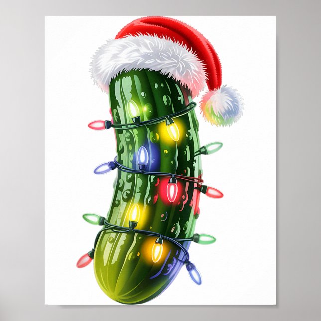 Póster Funny Ckle Santa Hat Christmas Lights Xmas Men Wom (Frente)