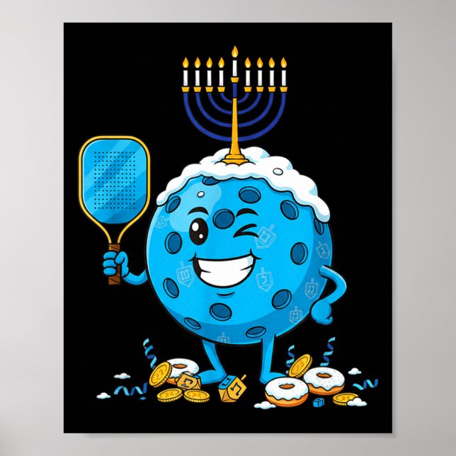 Póster Funny Ckleball Dreidel Menorah Hanukkah Kids Women (Frente)