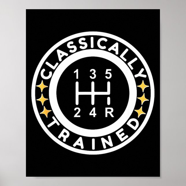 Póster Funny Clically Trained Manual Car Driving Humor  (Frente)