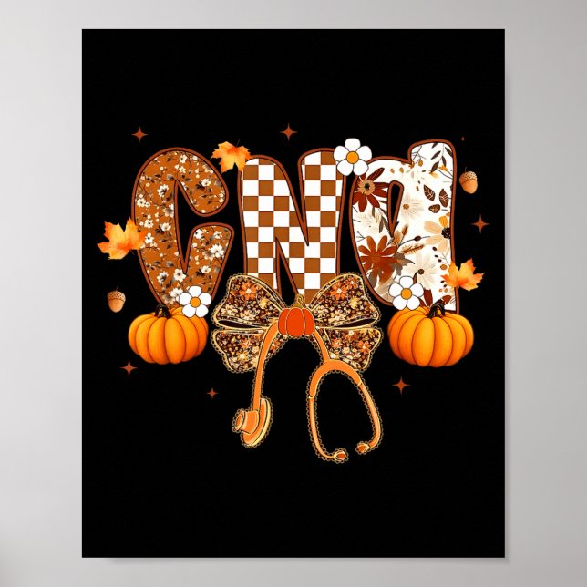 Póster Funny Cna Nurse Coquette Bow Stethoscope Fall Girl (Frente)