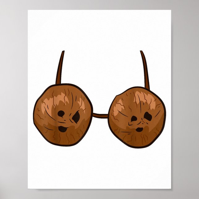 Póster Funny Coconut Summer Coconuts Bra Funny Halloween  (Frente)