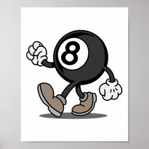 Póster Funny Comic Snooker Billiard Player 8-ll