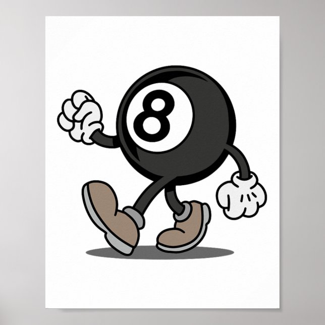 Póster Funny Comic Snooker Billiard Player 8-ll (Frente)