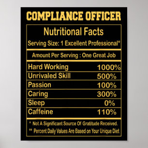 Póster Funny Compliance Officer Nutritional Facts Motivat