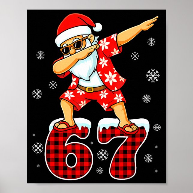 Póster Funny Cool Dabbing Santa Hawaii 67 Meme Christmas  (Frente)