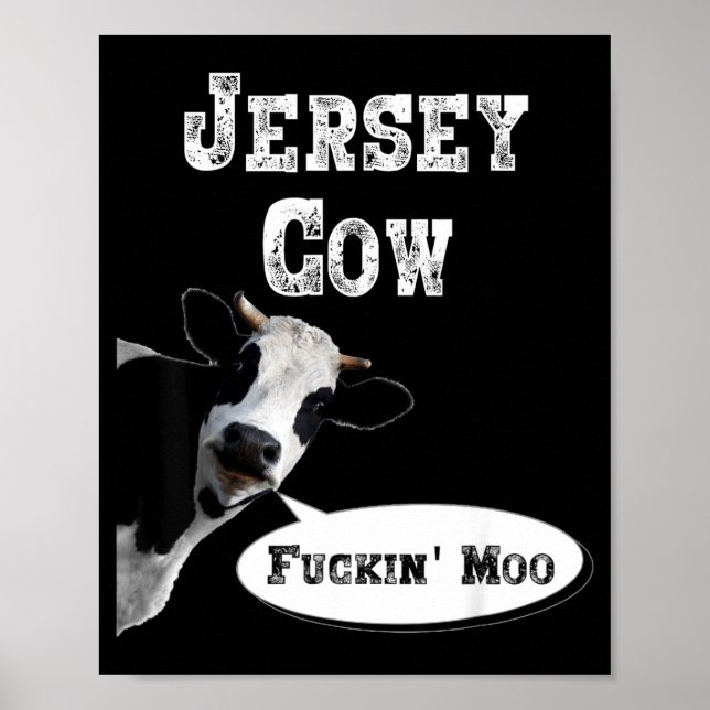 Póster Funny Cow Shirt New Jersey Cow Lover Farm Animal R (Frente)