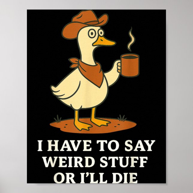 Póster Funny Cowboy Goose Saying Weird Stuff Meme Humor Q (Frente)