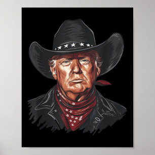 Póster Funny Cowboy Occidental Donald Trump Bandera de Es