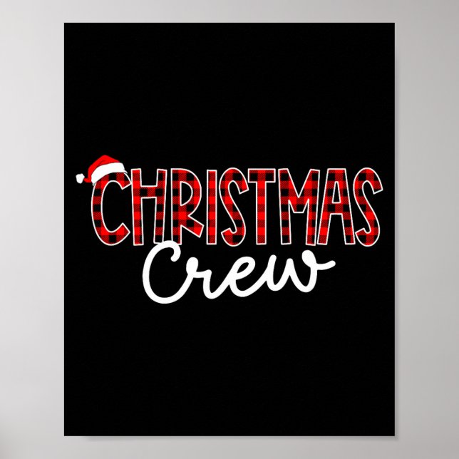 Póster Funny Crew Santa Hat Christmas Red Plaid Xmas Fami (Frente)