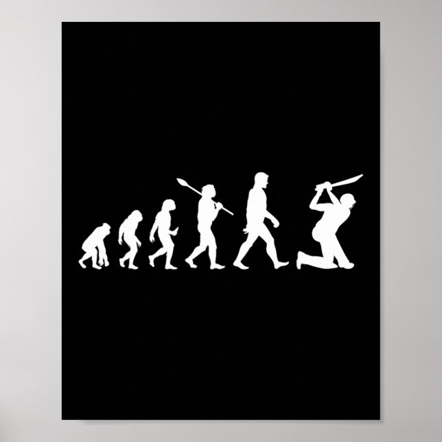 Póster Funny Cricket Evolution Tee For Cricket Players Or (Frente)